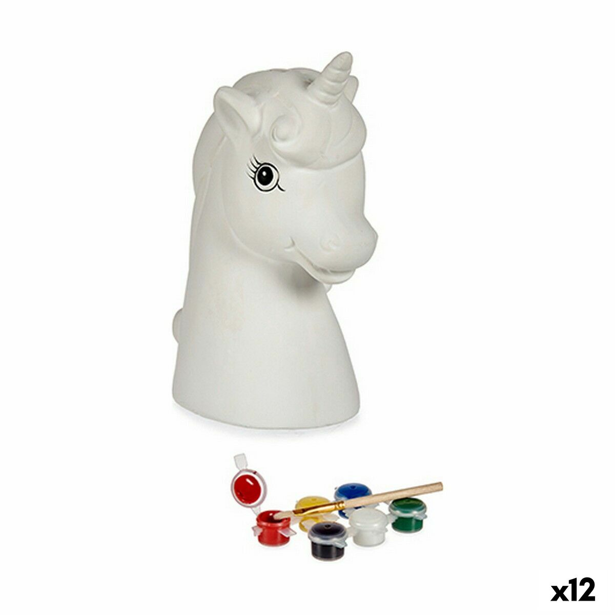 Salvadanaio da Dipingere Unicorno Ceramica 10 x 14,5 x 8,5 cm (12 Unità)