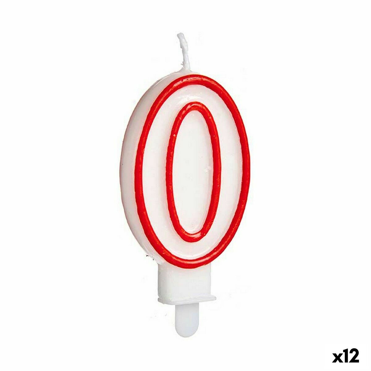 Candela Rosso Bianco Compleanno Numeri 0 (12 Unità)
