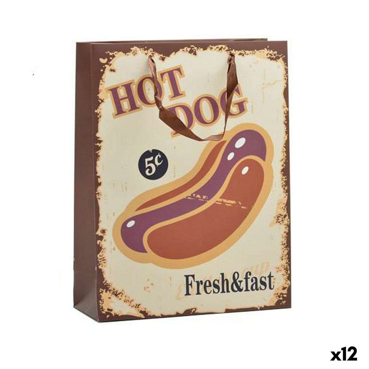 Busta di Carta Hotdog & Coffee 10 x 33 x 25,5 cm (12 Unità)