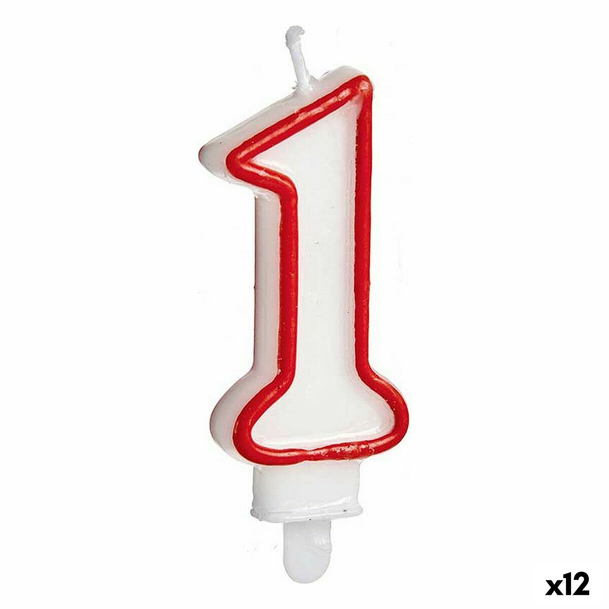 Candela Compleanno Numeri 1 Rosso Bianco (12 Unità)