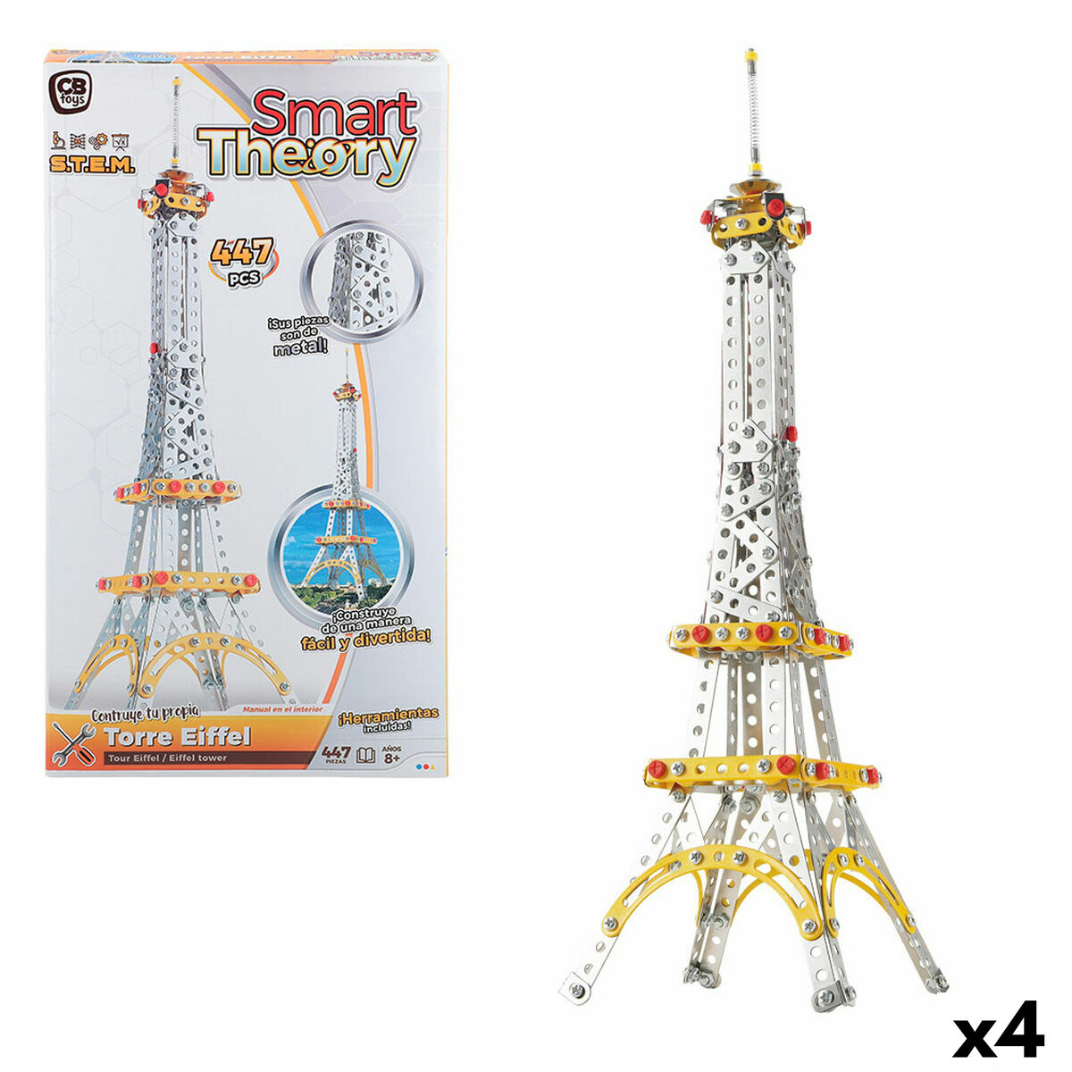 Set di Costruzioni Colorbaby Tour Eiffel 447 Pezzi (4 Unità)