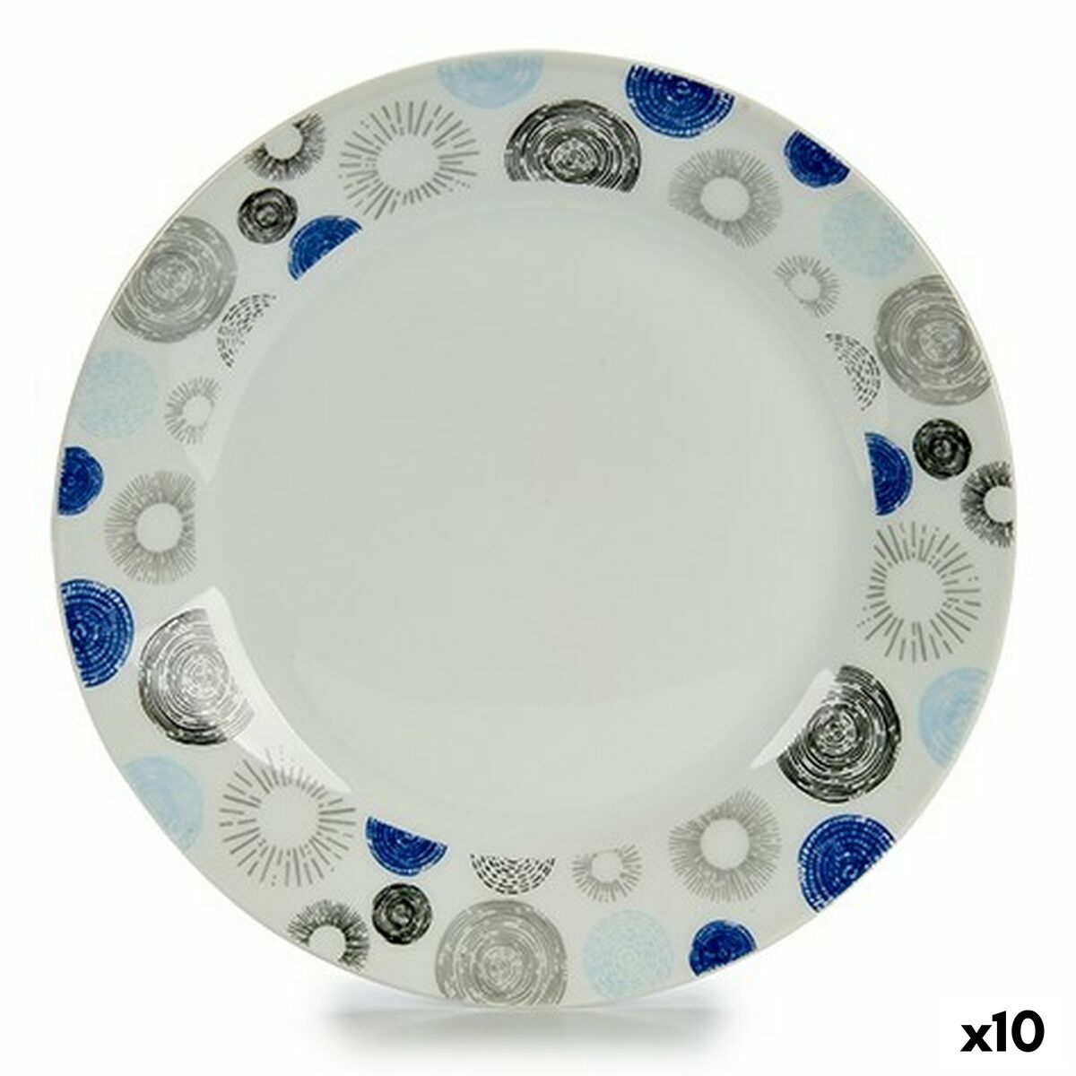 Piatto da Dolce   Cerchi Porcellana 19 x 2 x 19 cm (10 Unità)