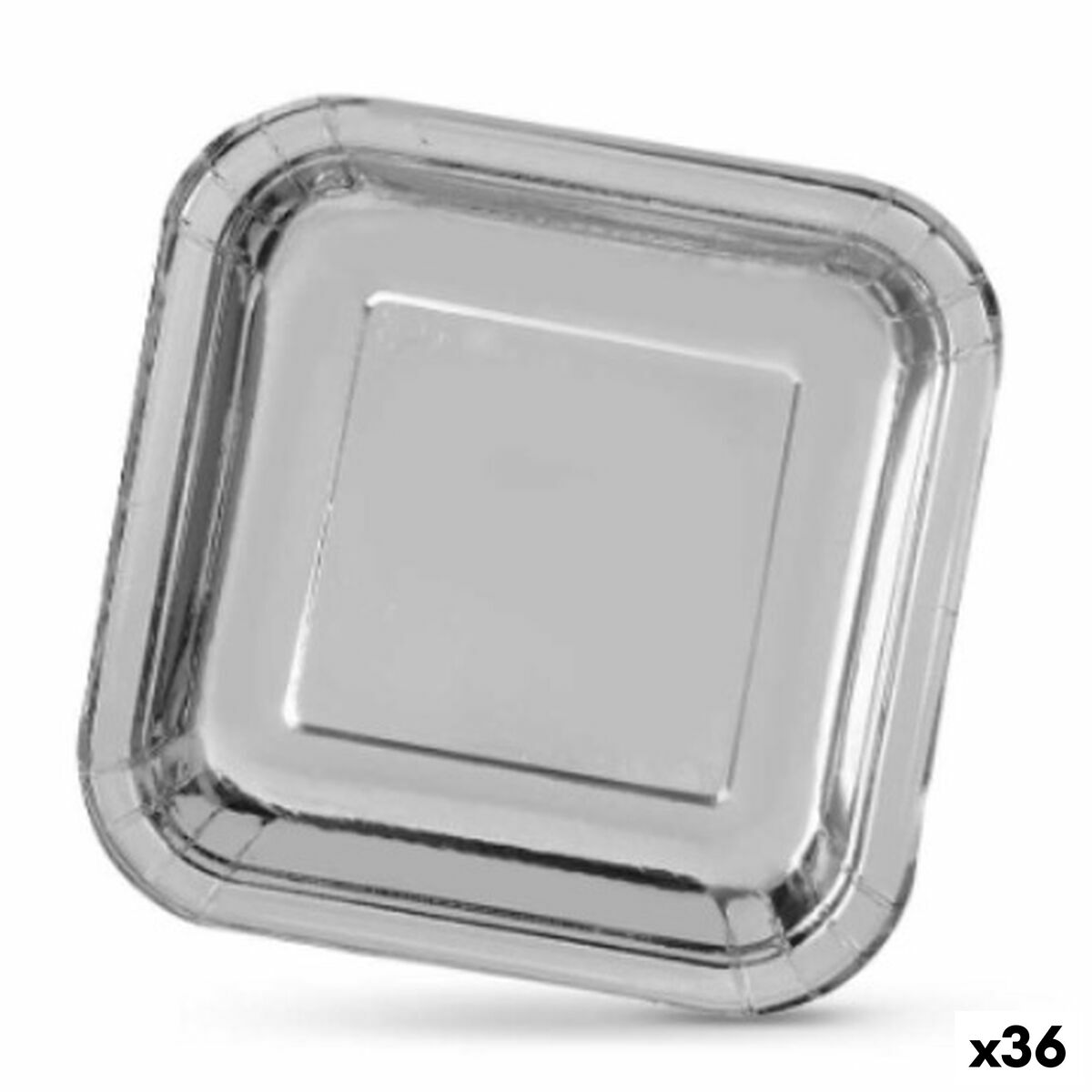 Set di piatti Algon Argentato Monouso Cartone Quadrato 23 x 23 x 1,5 cm (36 Unità)