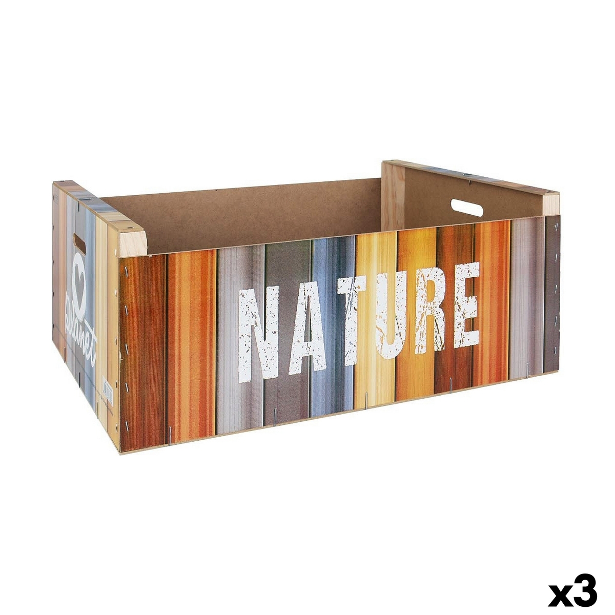 Scatola portaoggetti Confortime Nature Legno Multicolore 58 x 39 x 21 cm (3 Unità)