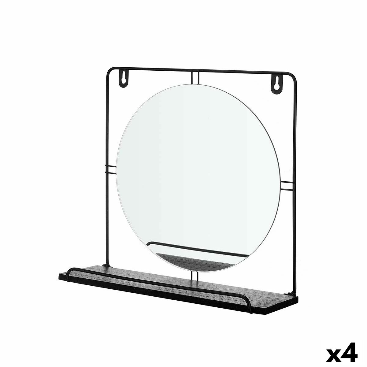 Specchio con Supporto Nero Metallo Legno MDF 33,7 x 30 x 10 cm (4 Unità)