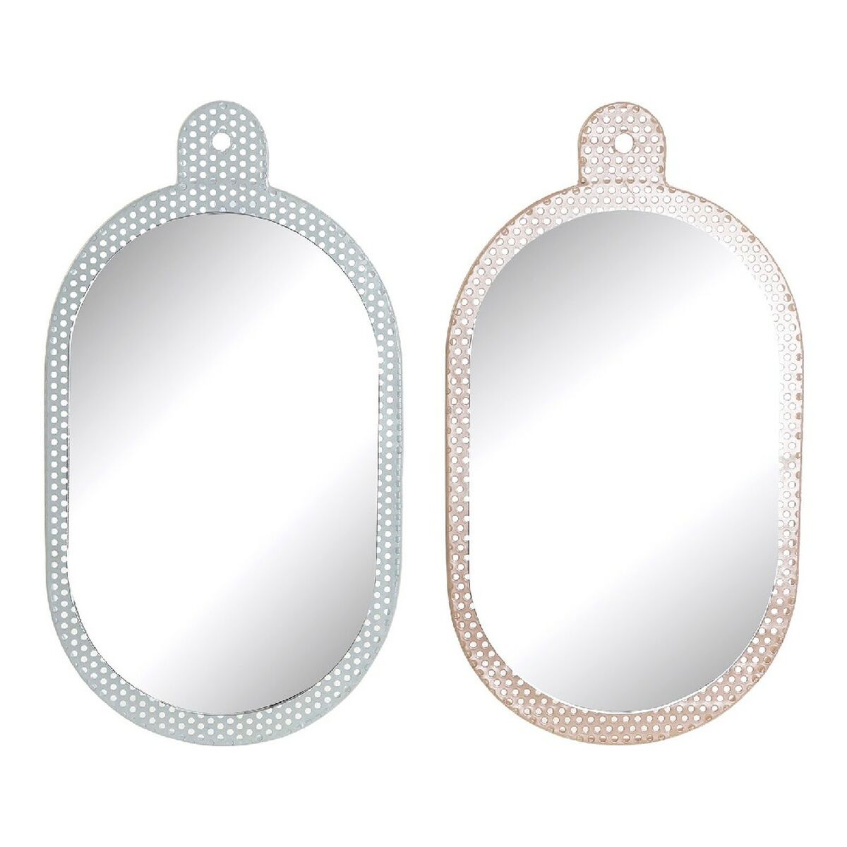 Specchio da parete DKD Home Decor Bianco Rosa Metallo Cristallo 22 x 1,5 x 40 cm (2 Unità)