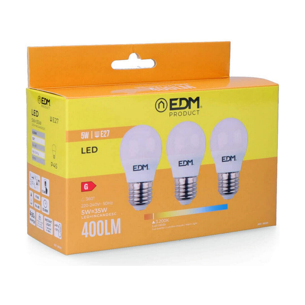 Lampadina LED EDM E27 5 W G (3200 K)