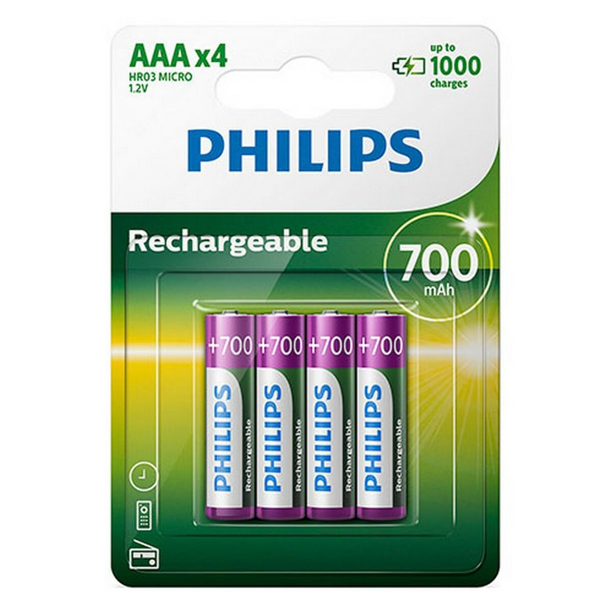 Batteria Philips Ni-Mh R03 700 mAh 1.2 V
