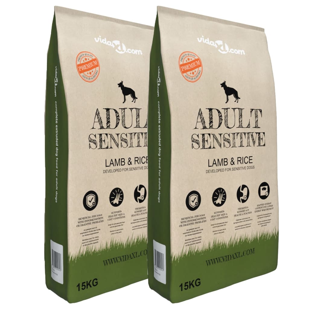 vidaXL Cibo Secco Cani Premium Adult Sensitive Lamb & Rice 2pz 30kg