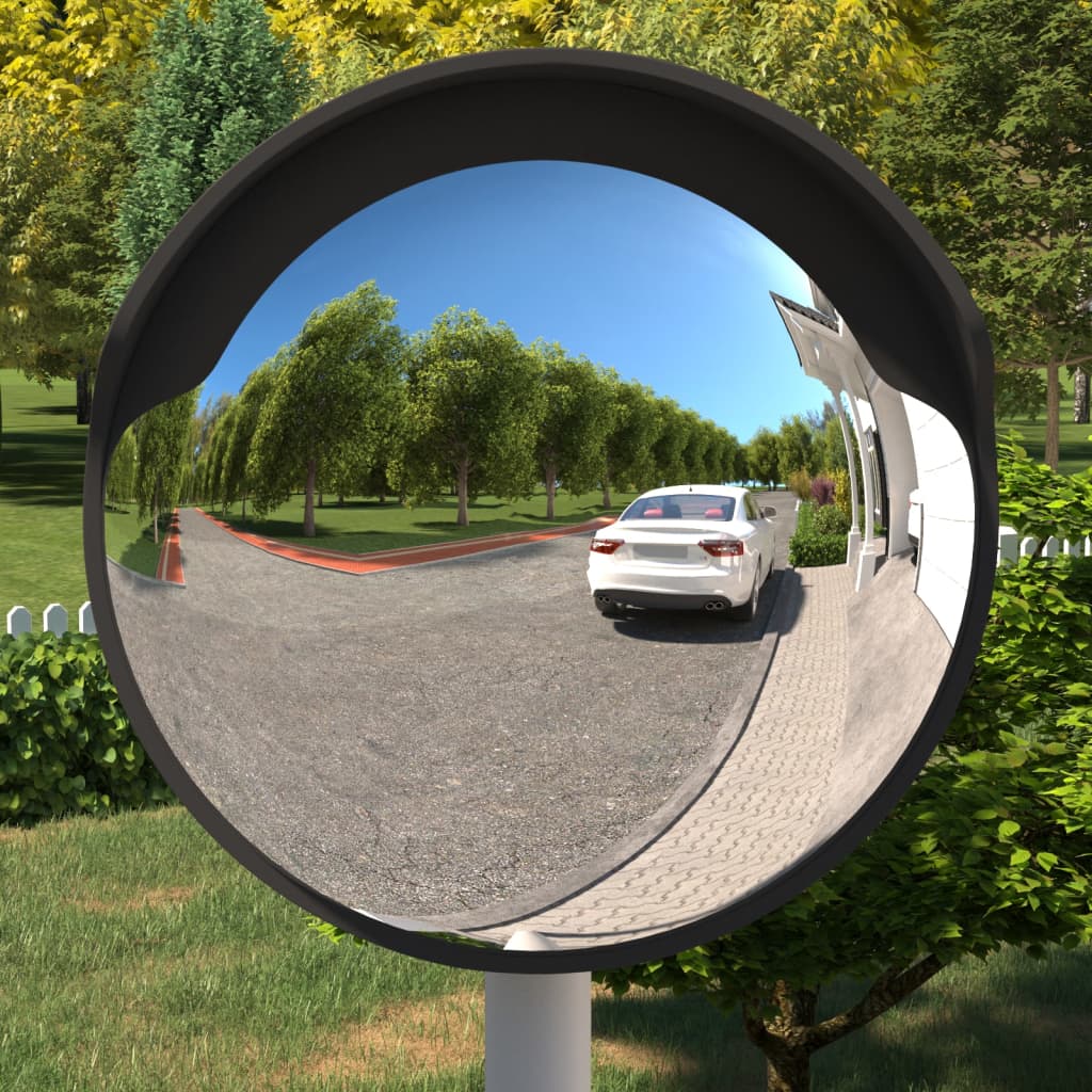 vidaXL Specchio per Traffico Convesso Nero Ø60 cm in Policarbonato
