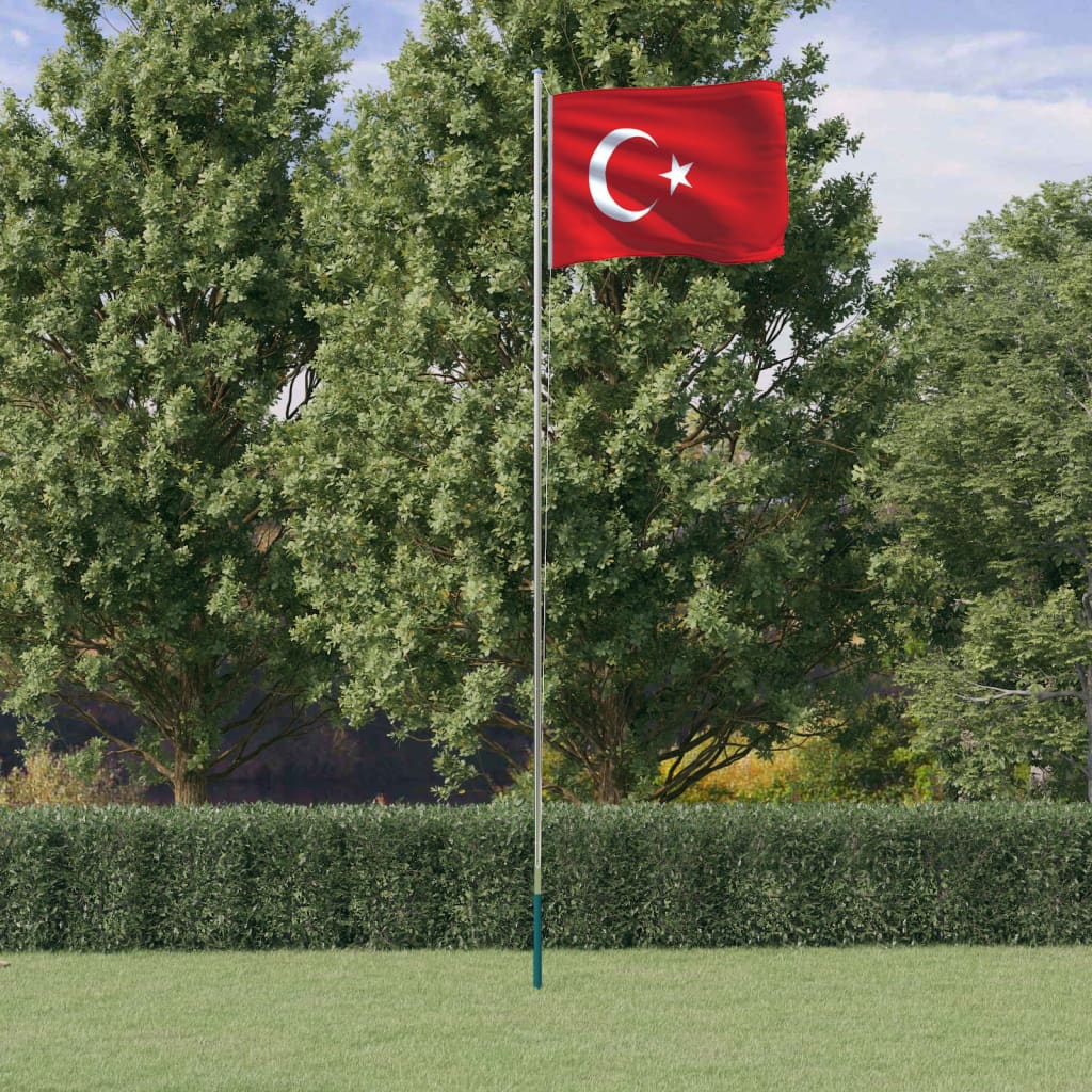 vidaXL Asta e Bandiera Turchia 6,23 m Alluminio