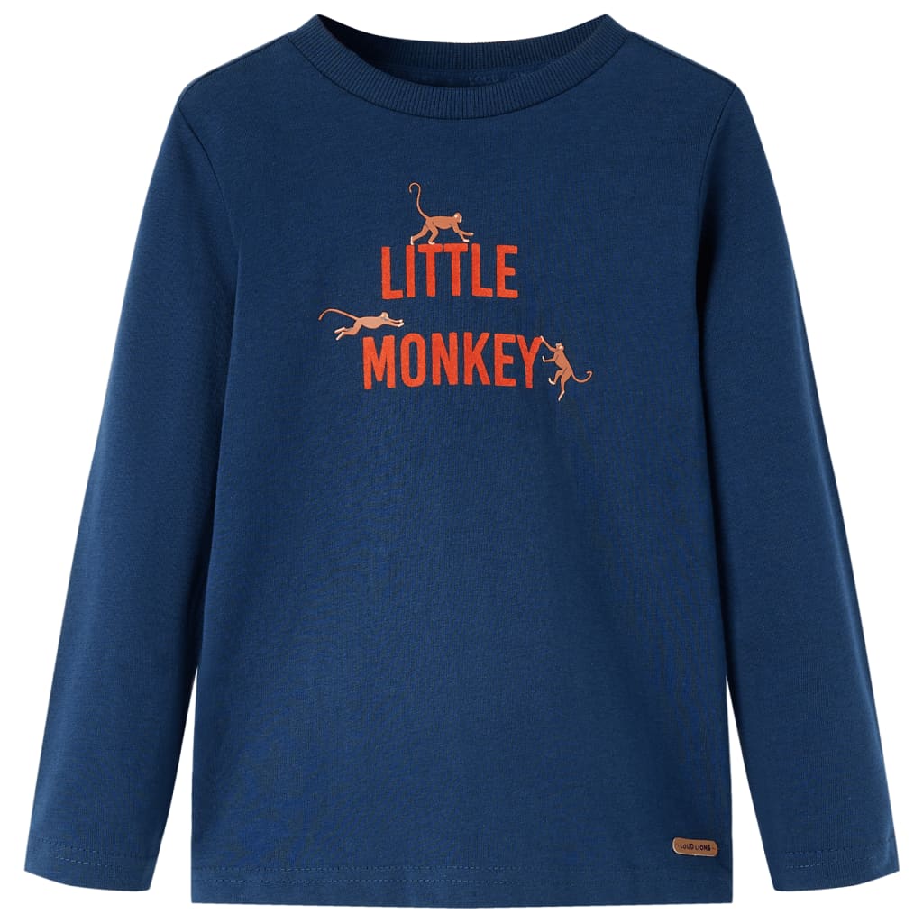 Maglietta per Bambini Maniche Lunghe Little Monkey Blu Marino 116