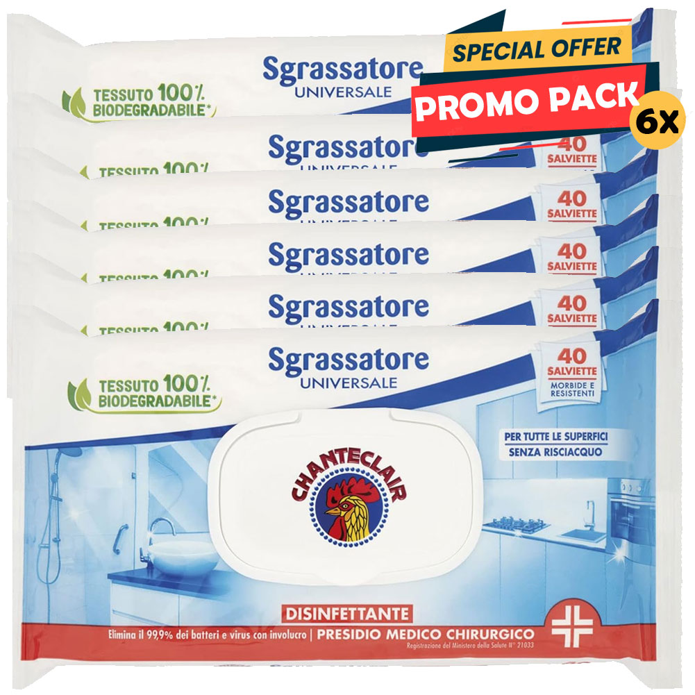 240 x Salviette Detergenti Sgrassanti Chanteclair Promo Pack 6 x 40 Pezzi (1)