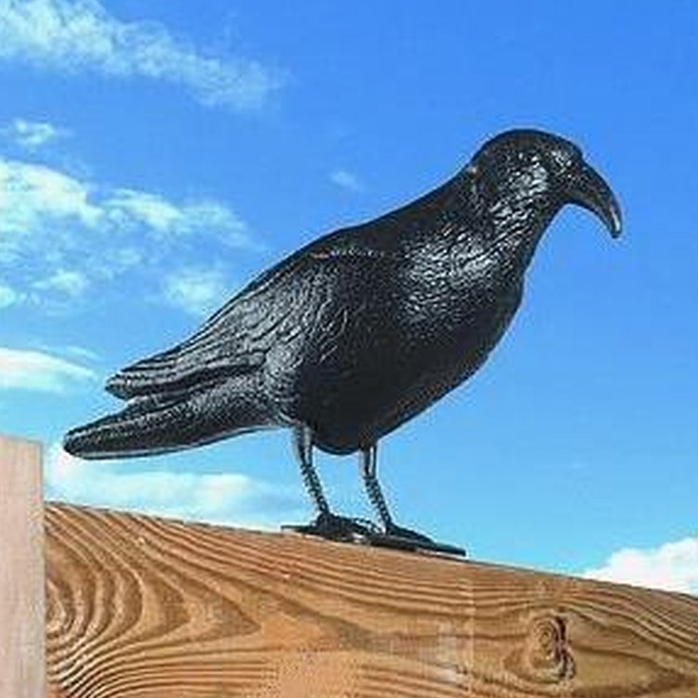 Corvo Dissuasore Statua Spauracchio spaventa passeri piccioni colombi 24,5 cm (1)