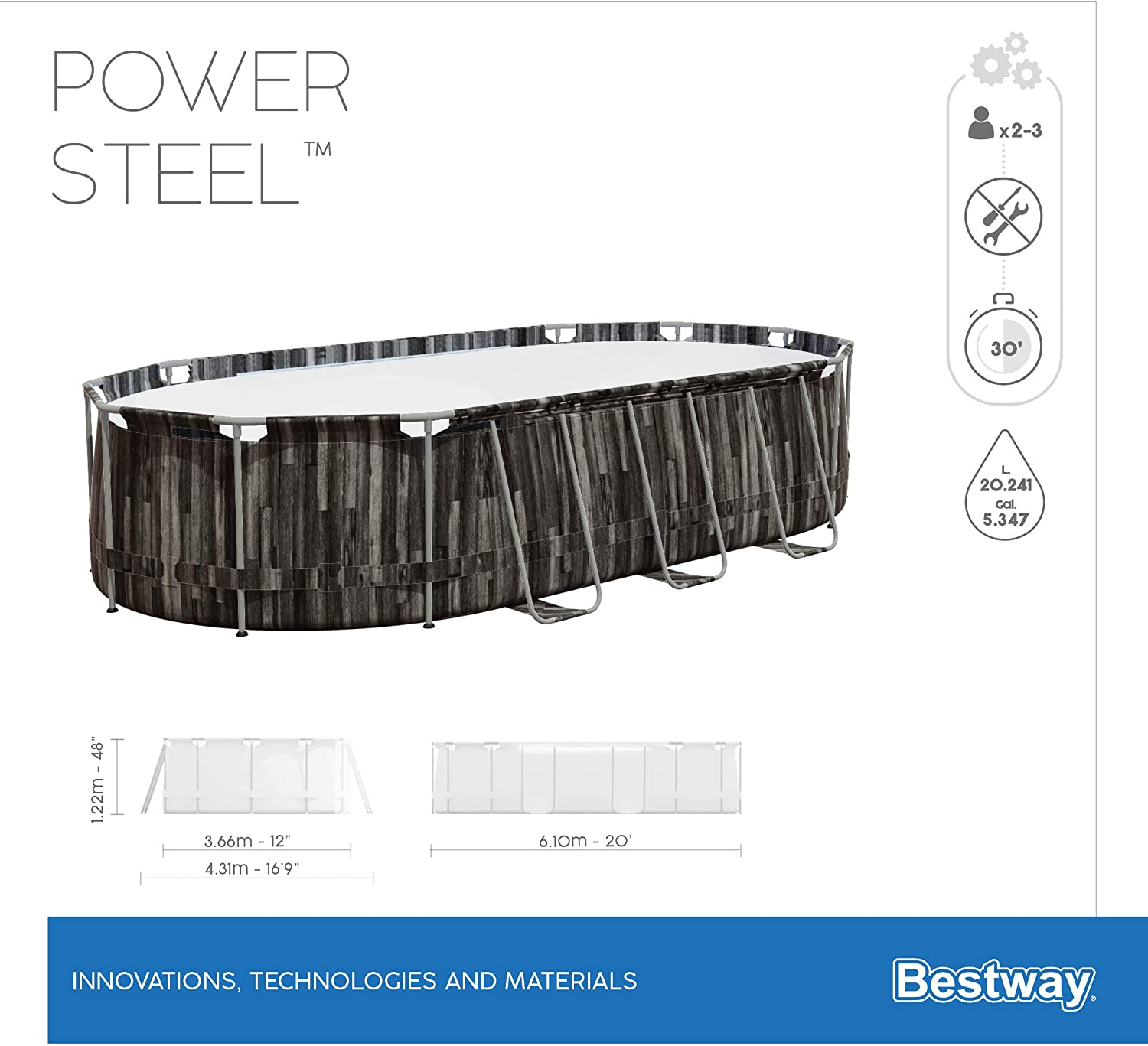 Piscina Bestway 5611R Fuori Terra Power Steel da 610 x 366 x 122 cm