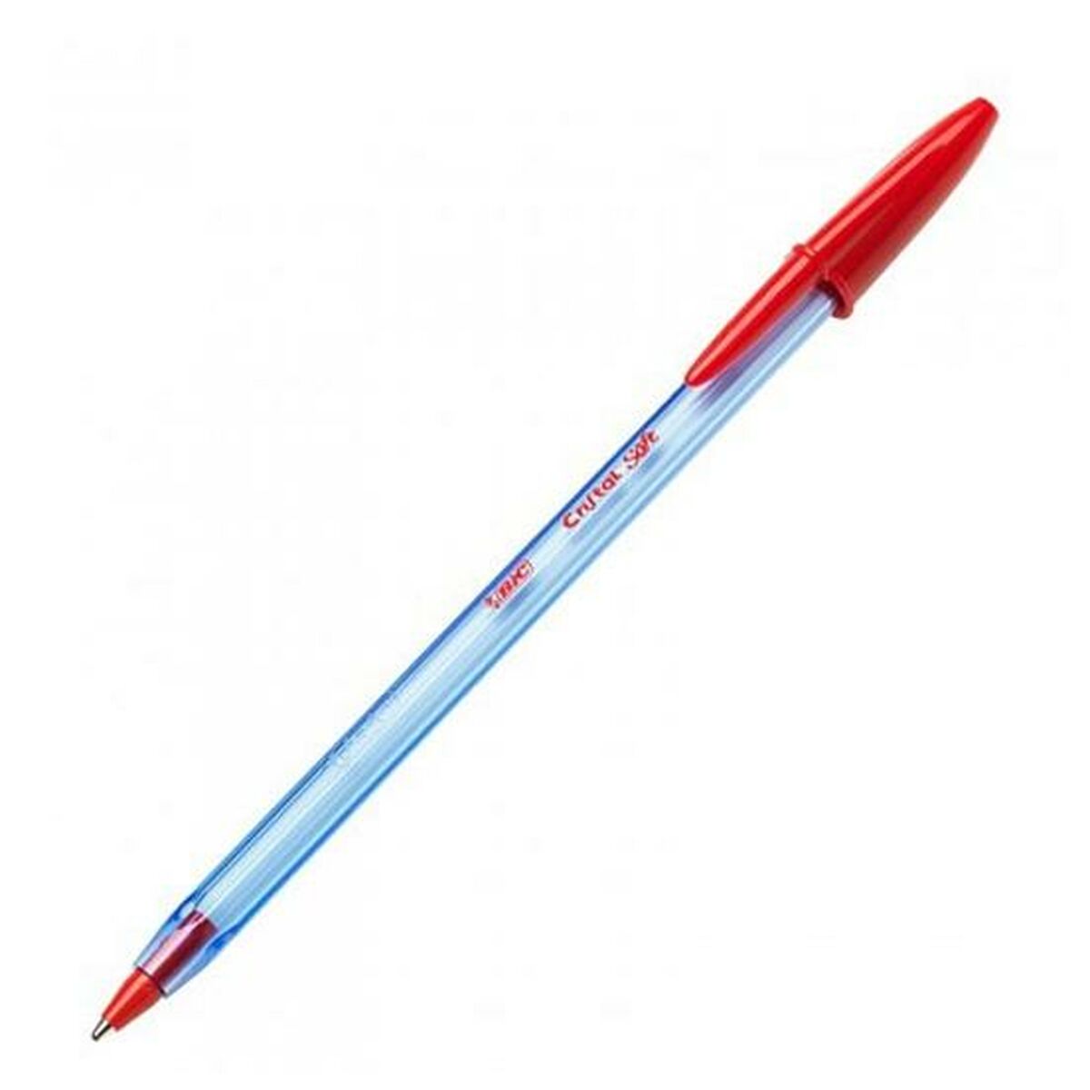 Penna Bic Cristal Soft Rosso Trasparente 1-2 mm 50 Pezzi (50 Unità)