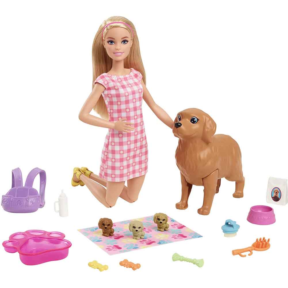 Barbie Bambola con Cane e Cuccioli Giocattolo Bambini con Accessori Gioco