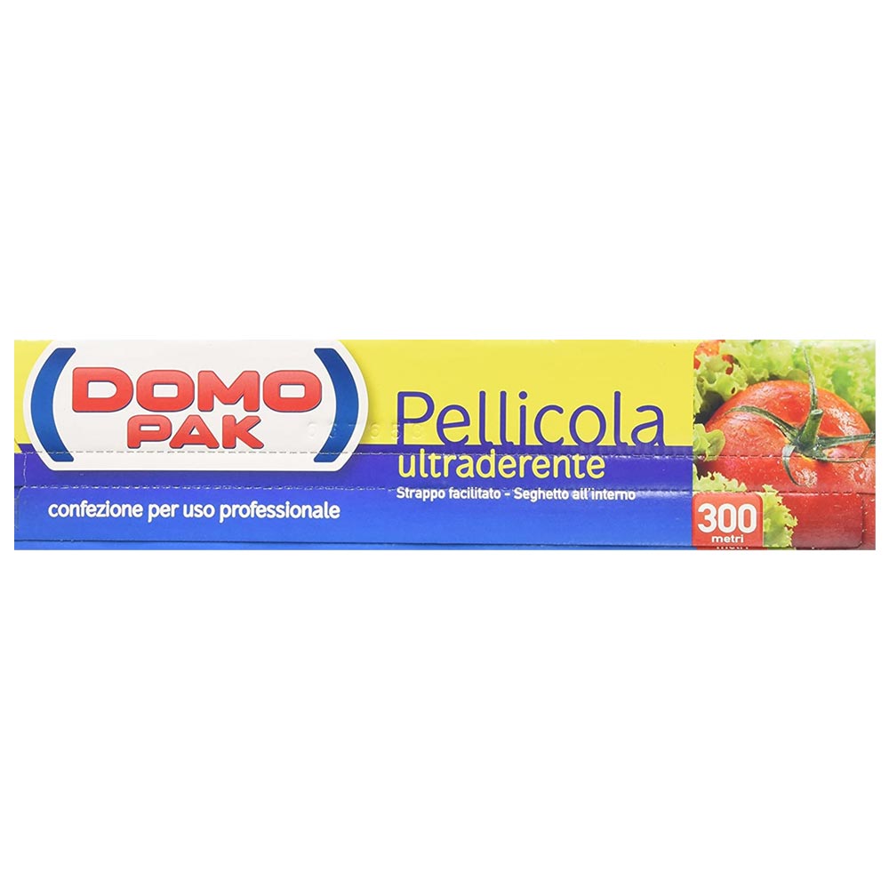 Domopack Pelliccola per Alimenti Trasparente Ultraderente 300mt con Seghetto