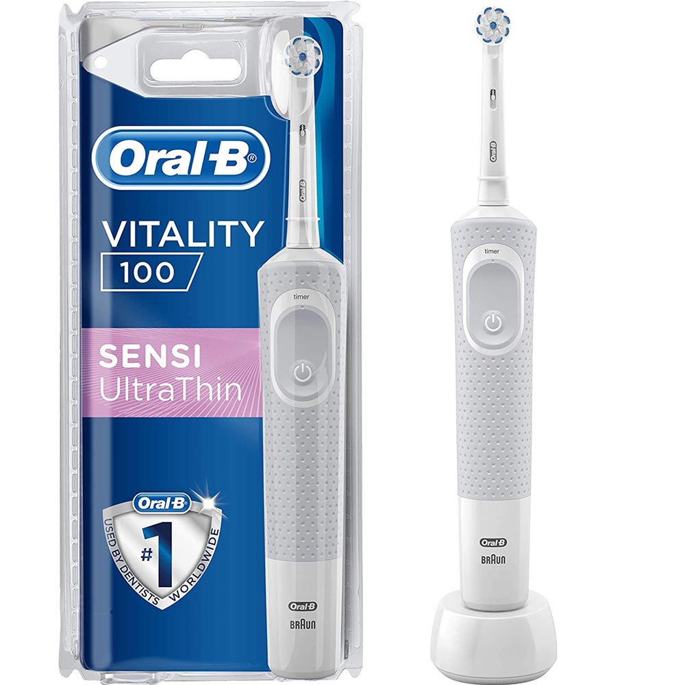 Oral B Spazzolino Elettrico Denti Vitality 100 Sensi Ultrathin a Batteria Timer