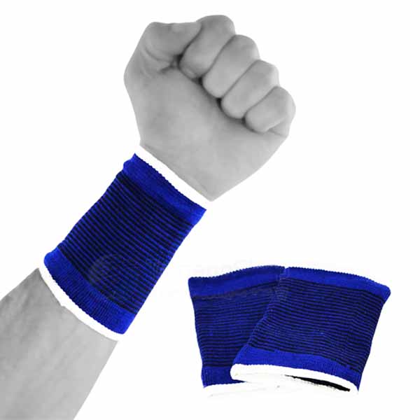 Coppia polsiera elastiche supporto per polso elastico anallergico protezione blu