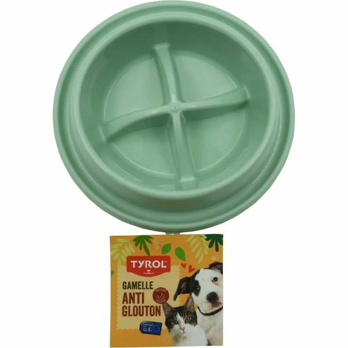 Ciotola ad Alimentazione Lenta per Animali Domestici Tyrol Verde Plastica Ø 15 cm 500 ml