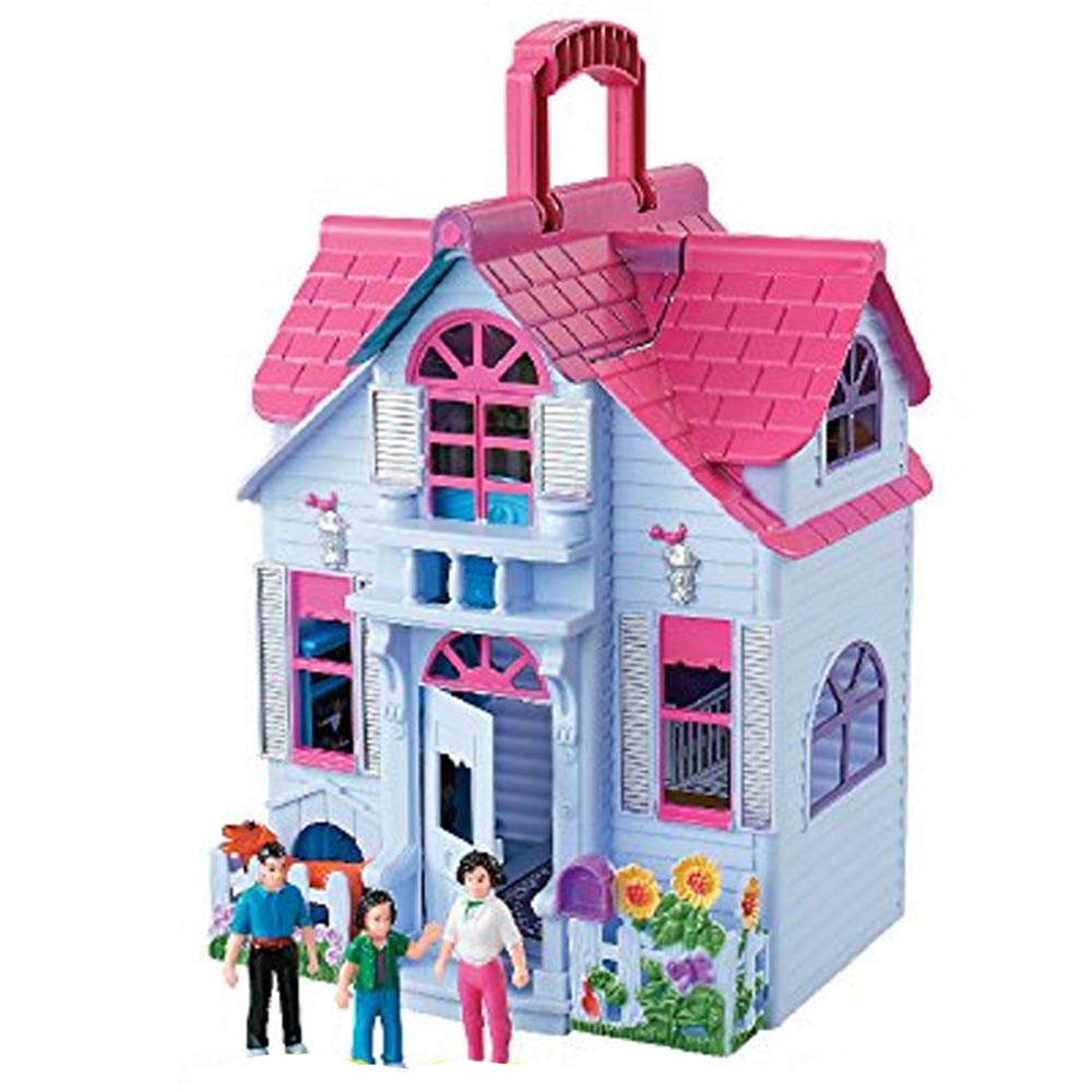 Casa delle Bambole Giocattolo Bambini Portatile 3 Personaggi e Accessori Gioco