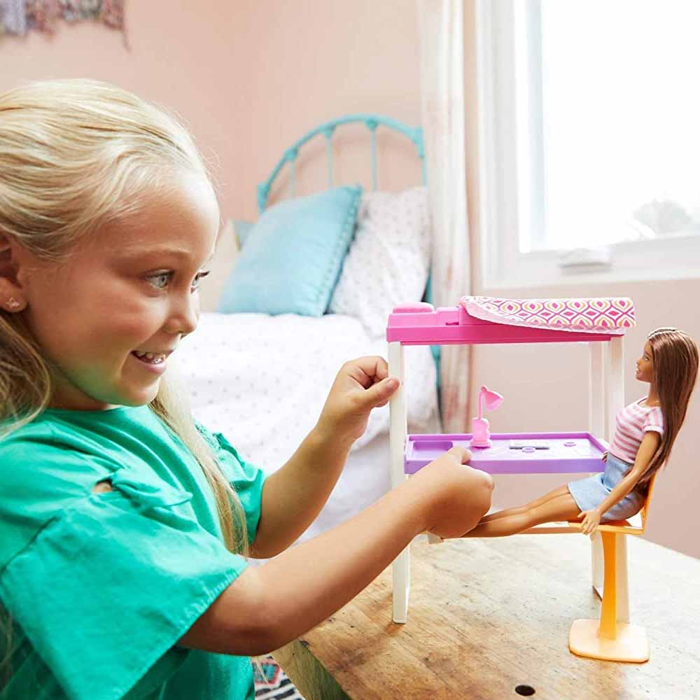 Barbie Bambola Playset Camera da Letto con Scrivania e Accessori Gioco Bambini