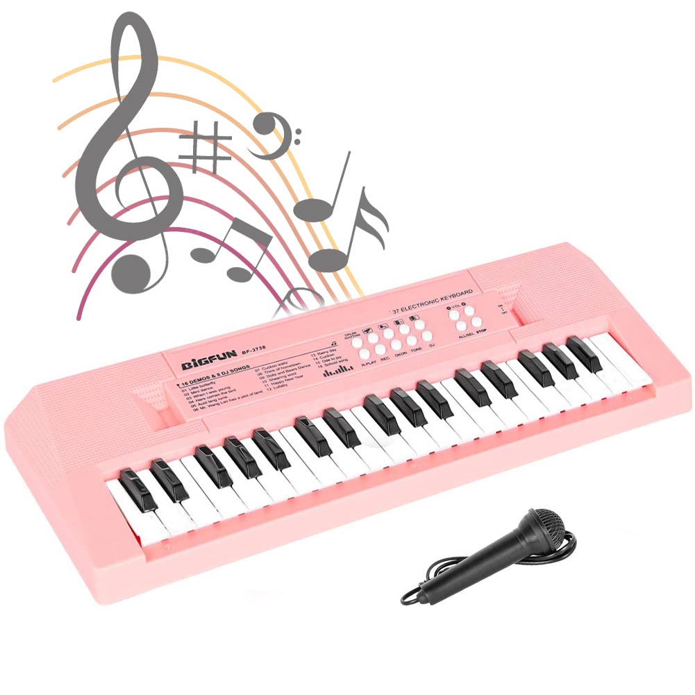 Pianoforte Tastiera 37 Tasti Portatile con Microfono Gioco Giocattolo Educativo