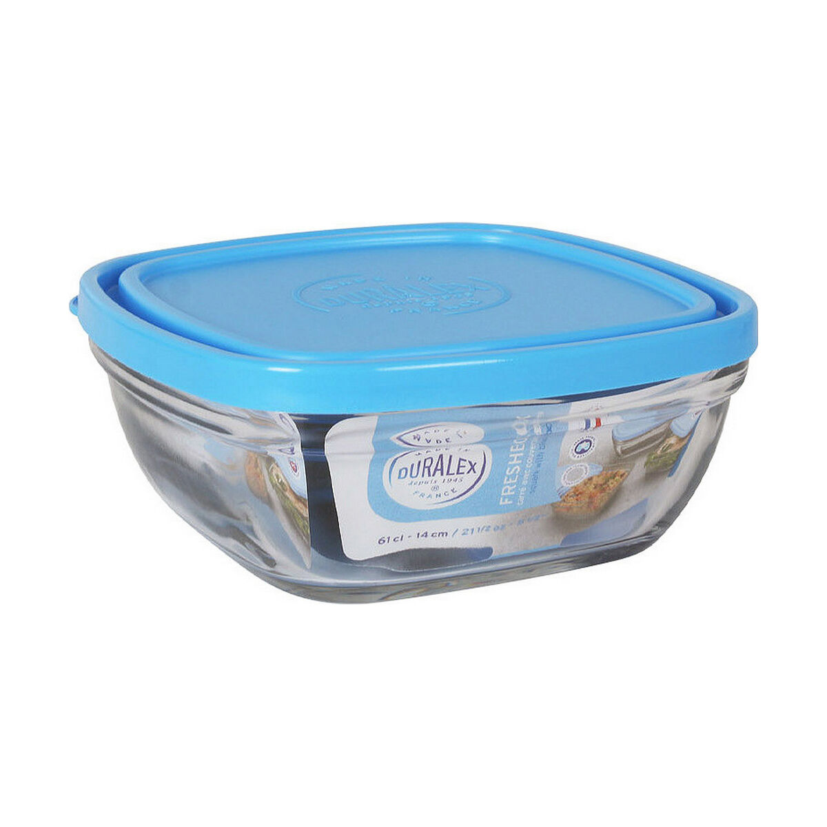 Porta pranzo Ermetico Duralex Freshbox Azzurro Quadrato (14 x 14 x 6 cm) (610 ml)