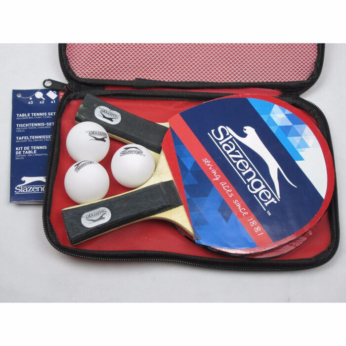 Set 6 Pezzi Ping Pong Racchette Palline Borsa Trasporto Slazenger Sport Tennis
