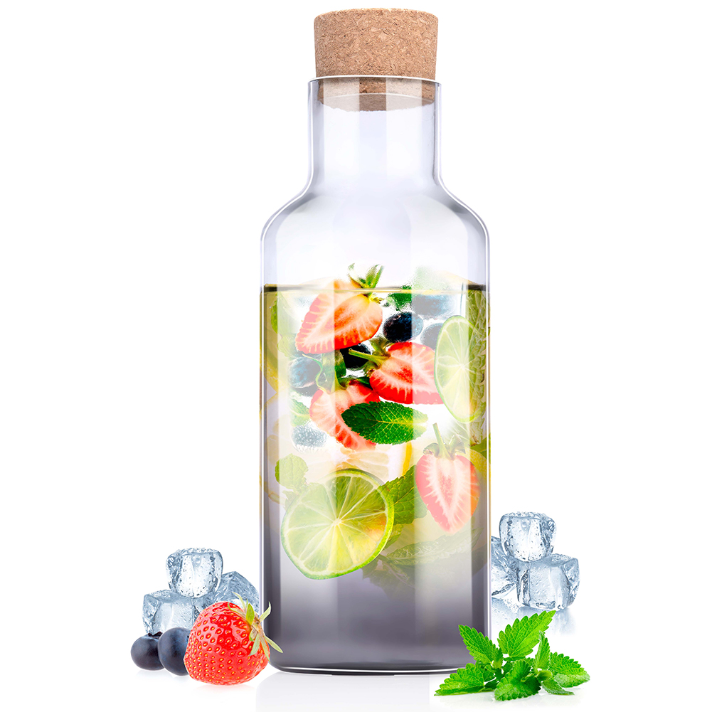 Bottiglia di Vetro con Tappo in Sughero 10Ø x 25 cm Capacità 1,25L Multiuso
