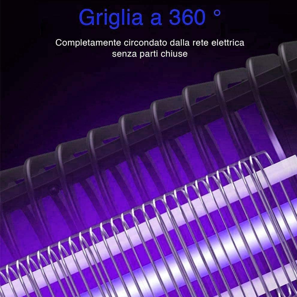 Zanzariera Elettrica Anti Zanzare e Mosche Lampada UV LED Viola 3W con Gancio