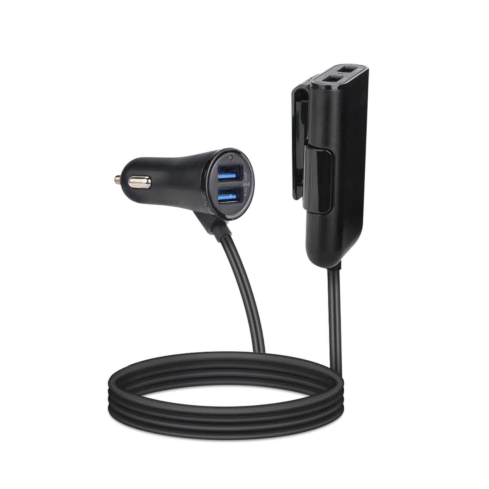 CAR CHARGER 4USB EXTENSIBLE BLACK