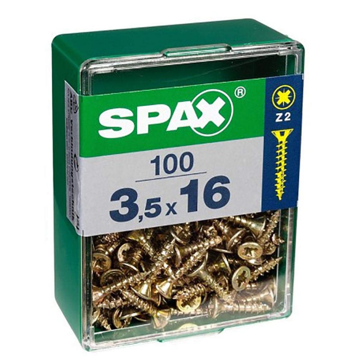 Scatola a viti SPAX Yellox Legno Testa piatta 150 Pezzi (2 x 10 mm)