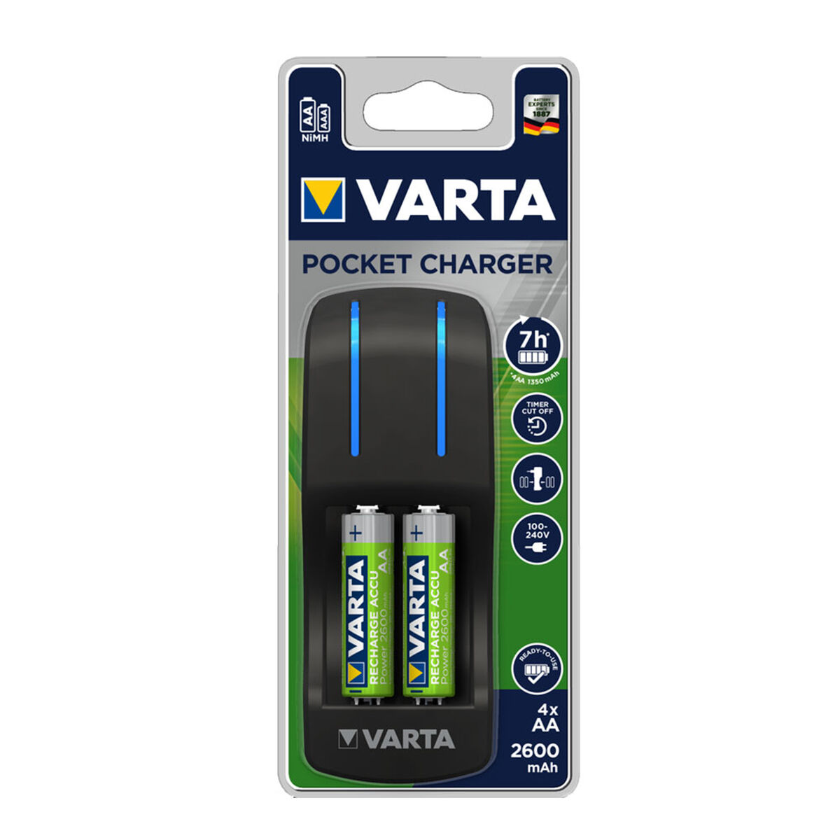 Caricabatterie Varta Pocket 2 Batterie AA/AAA