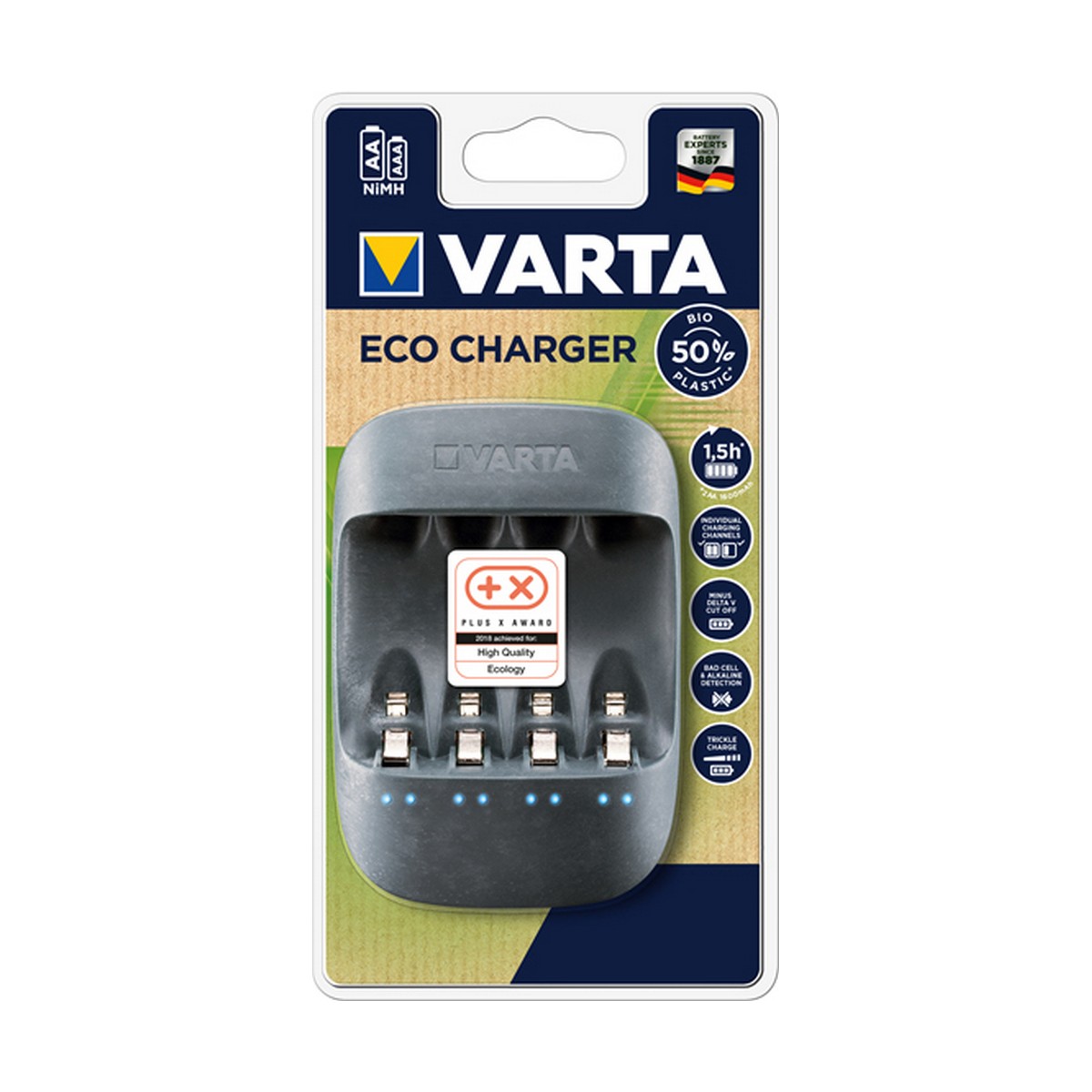 Caricabatterie + Batterie Ricaricabili Varta 57680 AA/AAA 4 Batterie