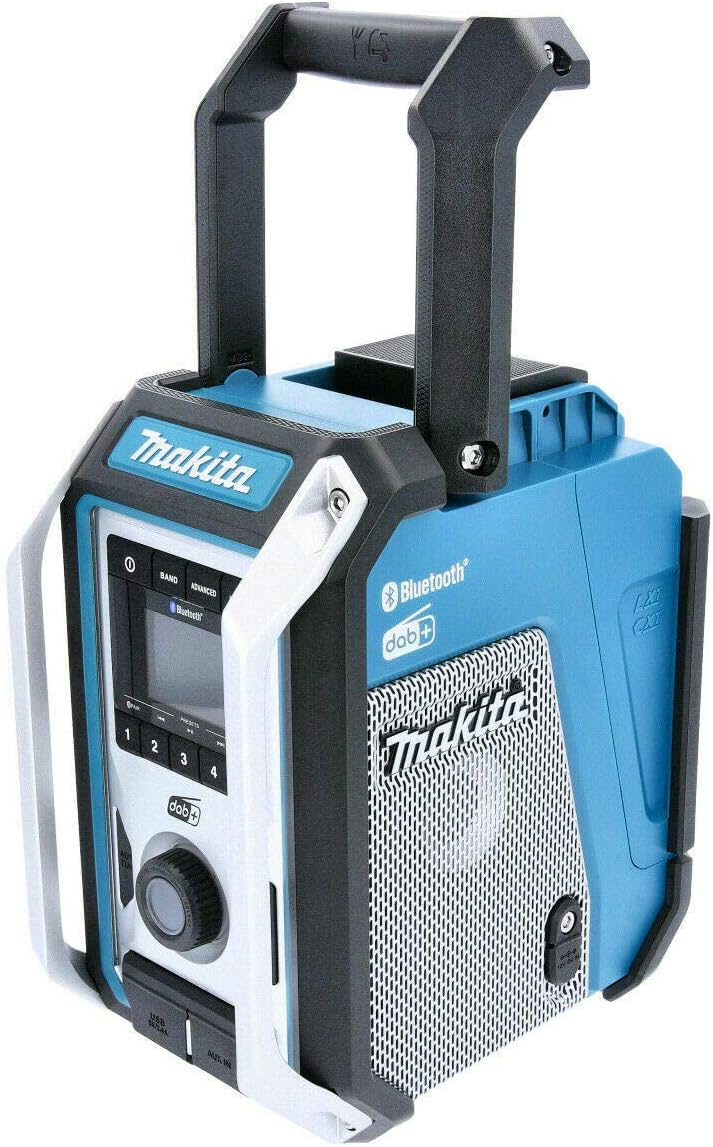 Makita Radio portatile da cantiere caricabatterie + funzione Bluetooth e porta USB DMR115