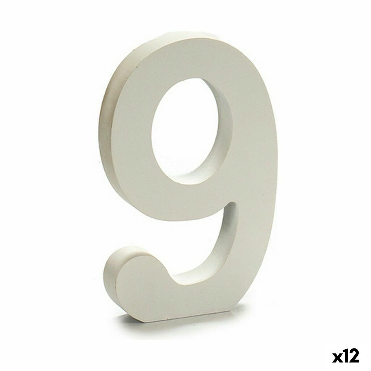 Numeri 9 Legno Bianco (1,8 x 21 x 17 cm) (12 Unità)