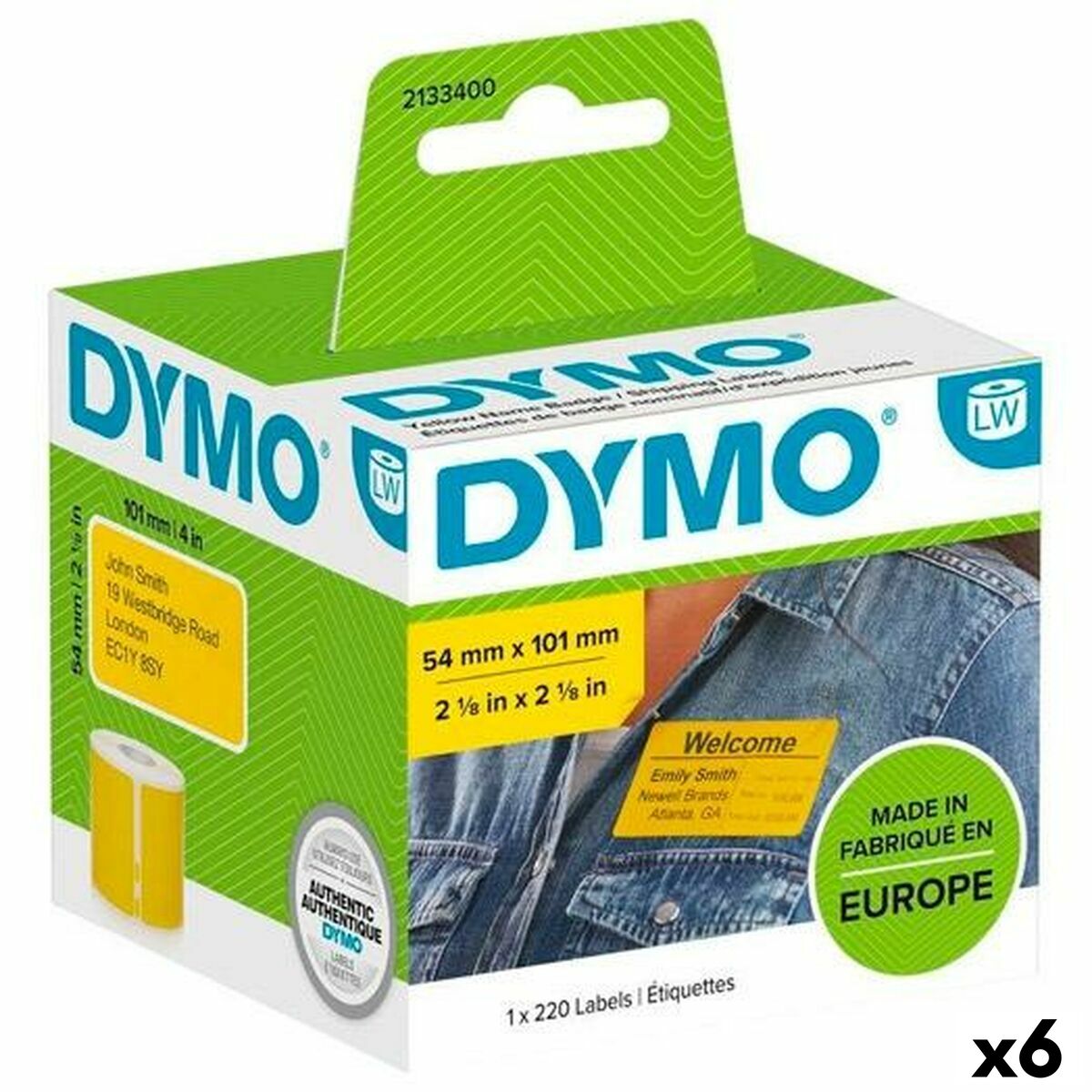 Rotolo di Etichette Dymo Label Writer 54 x 7 mm Giallo 220 Pezzi (6 Unità)