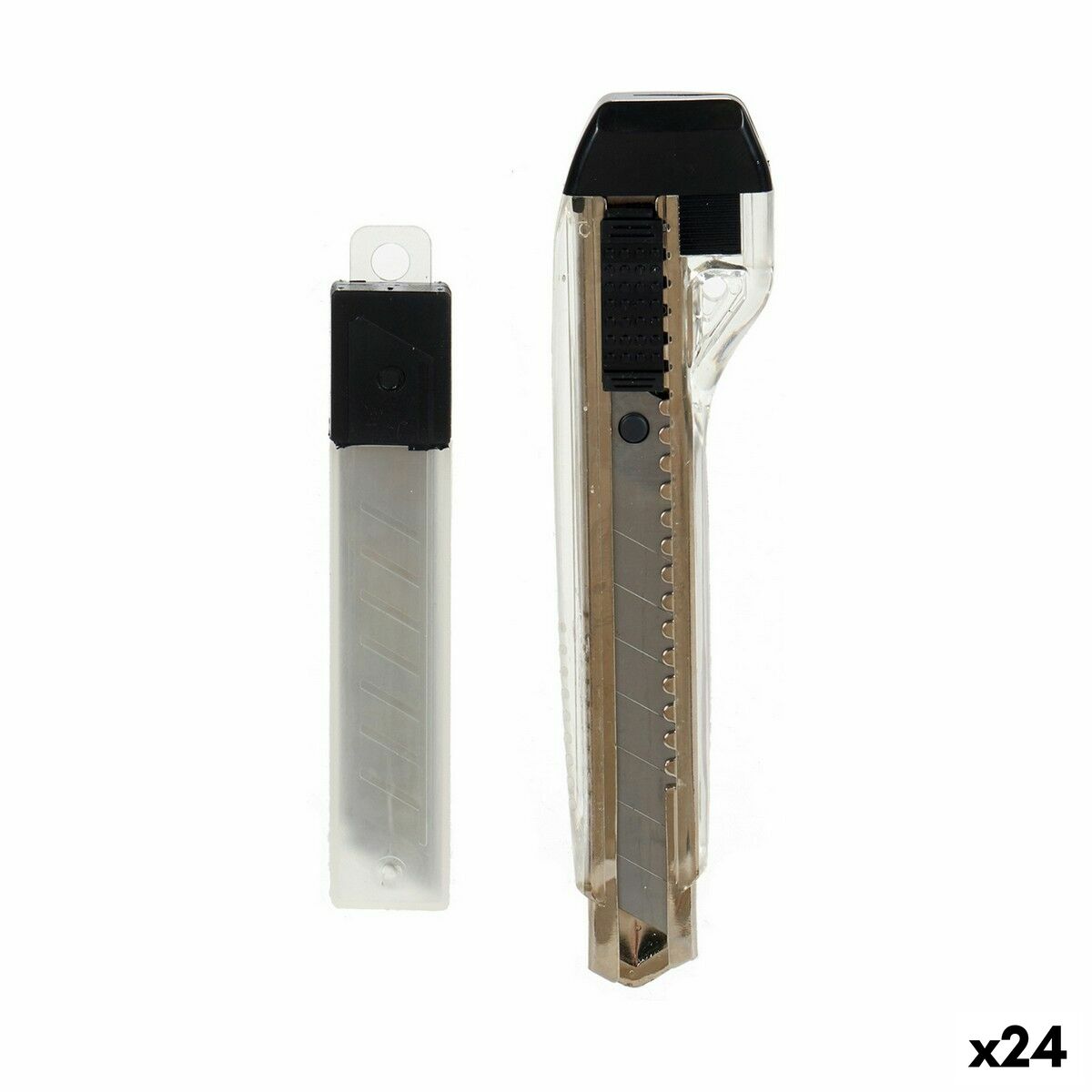 Taglierino Nero Trasparente Metallo Plastica 2,5 x 21 x 9 cm (24 Unità)