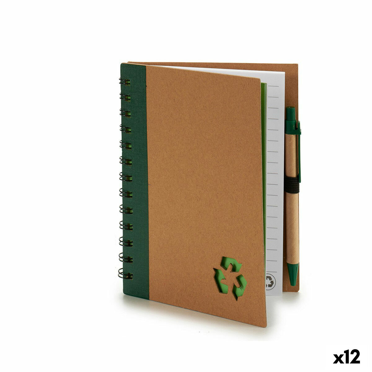 Quaderno ad Anelli con Penna Cartone Riciclato 1 x 18 x 14 cm (12 Unità)