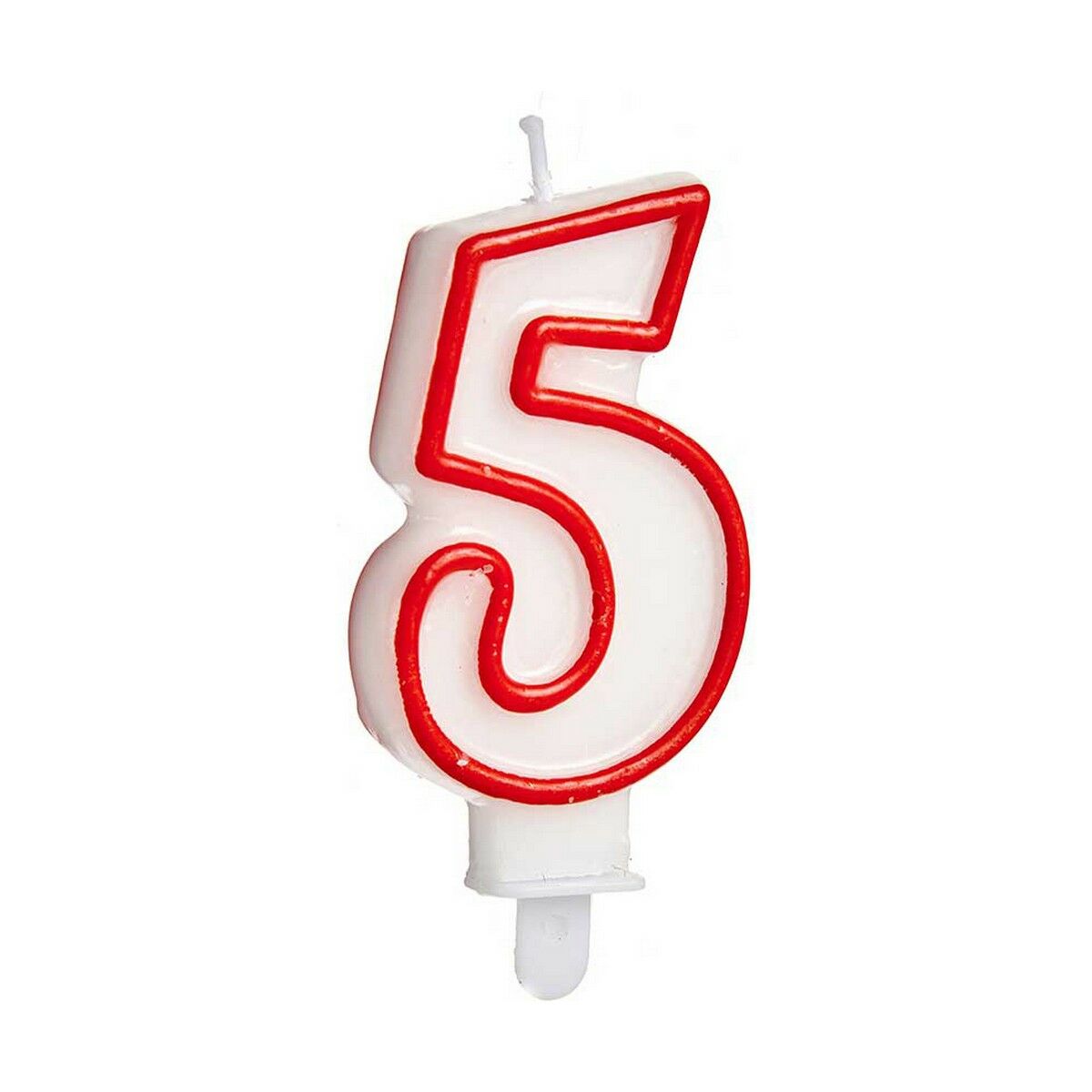 Candela Compleanno Numeri 5 Rosso Bianco (12 Unità)