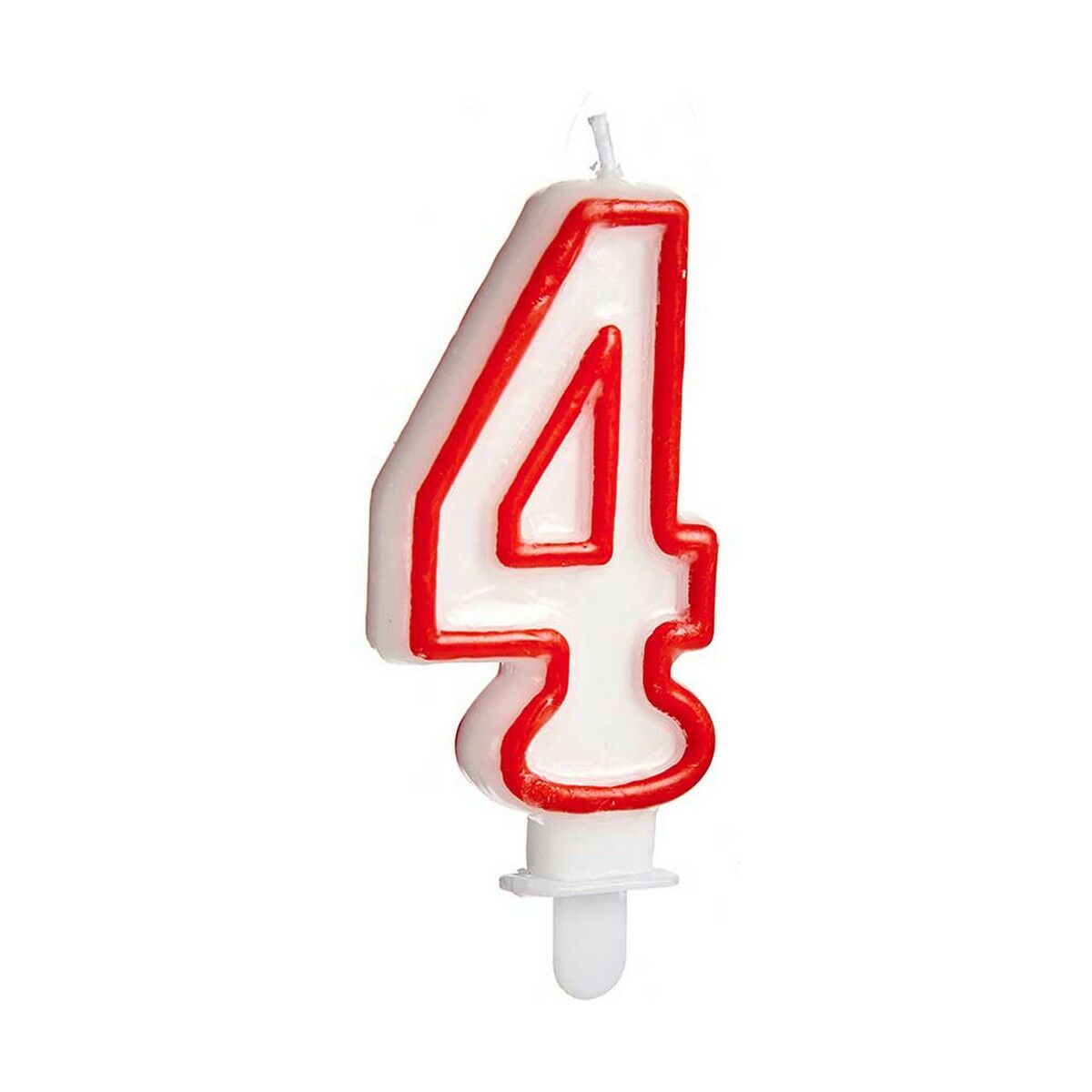 Candela Compleanno Numeri 4 Rosso Bianco (12 Unità)