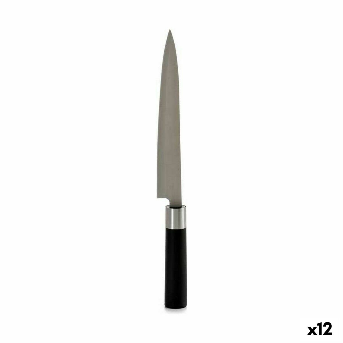 Coltello da Cucina 3,5 x 33,5 x 2,2 cm Argentato Nero Acciaio inossidabile Plastica (12 Unità)