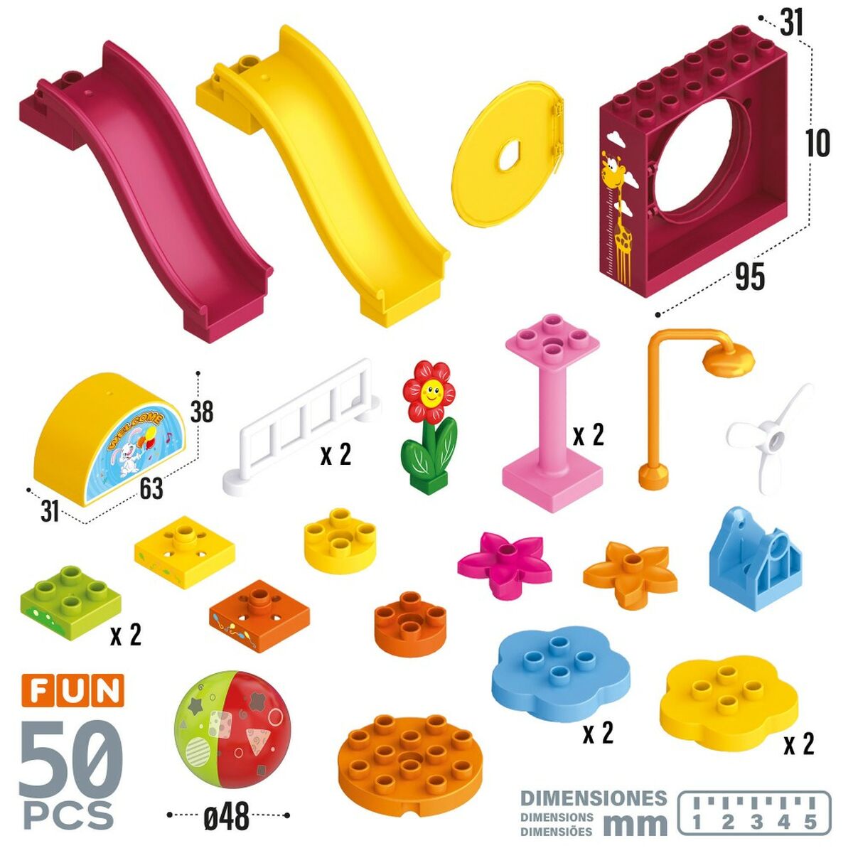 Set di Costruzioni Colorbaby Playground 50 Pezzi (2 Unità)