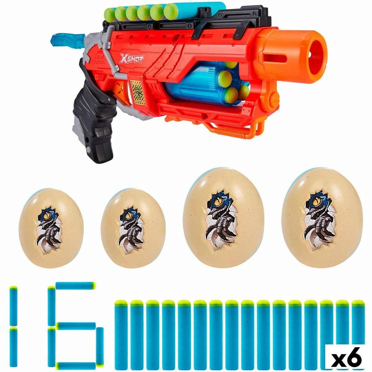 Pistola a Freccette Zuru X-Shot Dino Striker 32,5 x 16,5 x 6,5 cm (6 Unità)