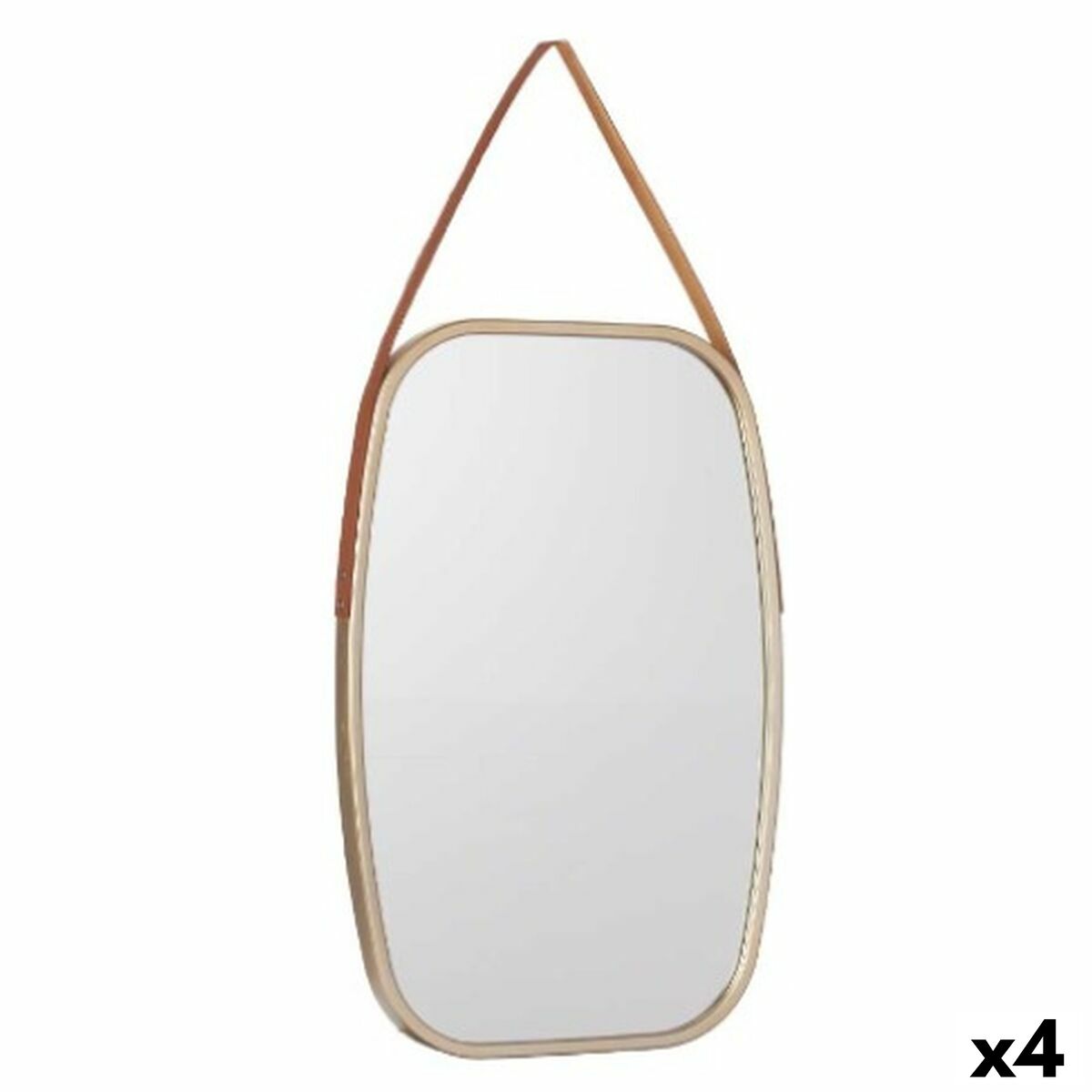 Specchio da parete Marrone champagne Cristallo Ecopelle 43 x 65 x 3 cm (4 Unità)