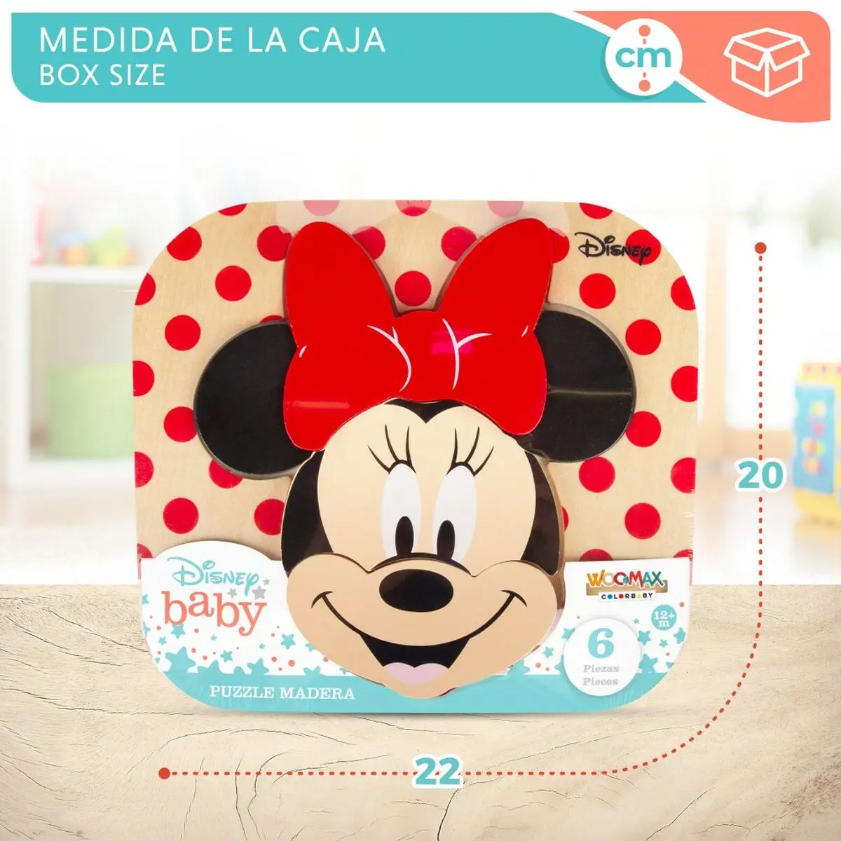 Puzzle di Legno per Bambini Disney Minnie Mouse + 12 Mesi 6 Pezzi (12 Unità)