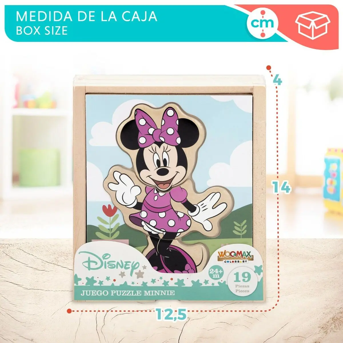 Puzzle di Legno per Bambini Disney + 2 Anni 19 Pezzi (12 Unità)
