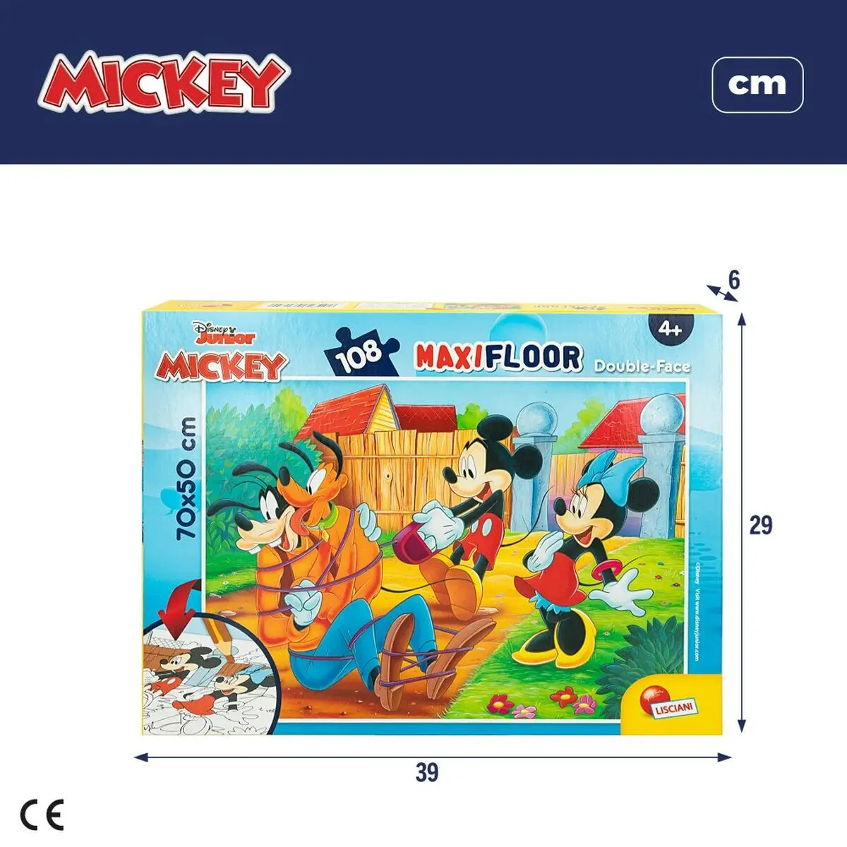 Puzzle per Bambini Mickey Mouse Double-face 108 Pezzi 70 x 1,5 x 50 cm (6 Unità)